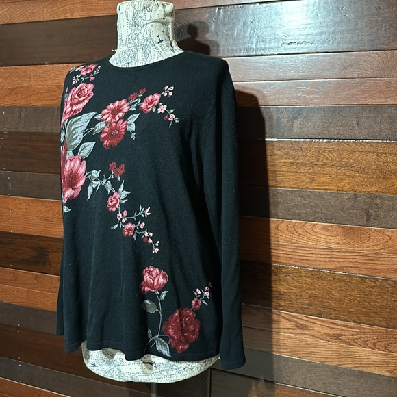 Fashion Bug Black Floral Sweater - Picture 5 of 9